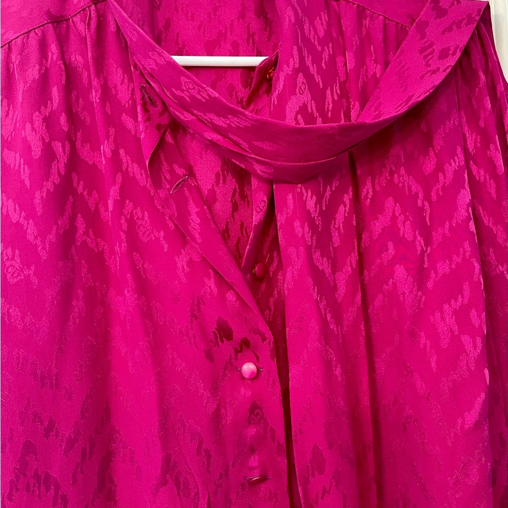 Vintage Christian Dior Fuchsia Silk Blouse